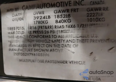 2000 Suzuki Vitara Jlx/Jx z USA, uszkodzony, nr VIN 2S3TD52V7Y6105596